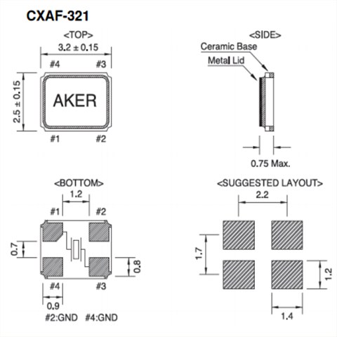 AKER晶振,贴片晶振,CXAF-321晶振,CXA-032000-3F1D21晶振