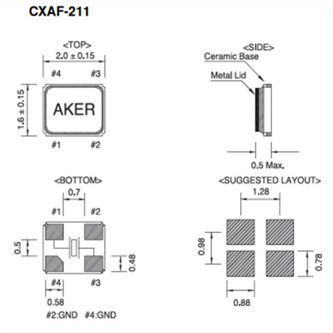 AKER晶振,贴片晶振,CXAF-211晶振,CXA-026000-AF7F21晶振