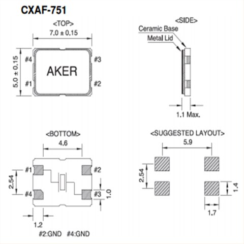 AKER晶振,贴片晶振,CXAF-751晶振,CXA-016000-7B6A60晶振