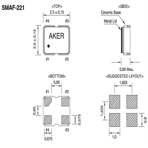 AKER晶振,有源晶振,SMBF-221晶振,进口石英晶体振荡器
