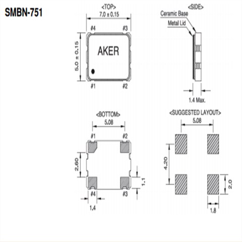 SMBN-050000-7BL4000,AKER安碁晶振,7050有源晶振