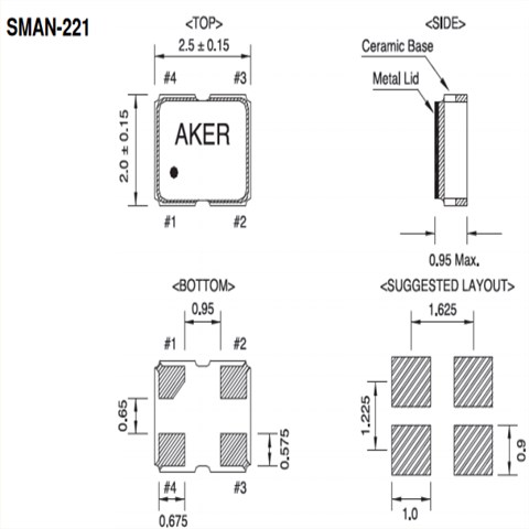 AKER晶振,有源晶振,SMAN-221晶振,普通小体积有源晶振