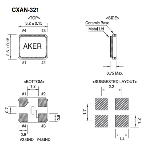 AKER晶振,贴片晶振,CXAN-221晶振,便携式设备贴片晶振