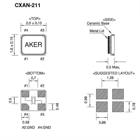 AKER晶振,贴片晶振,CXAN-211晶振,2016卫星通讯设备晶振