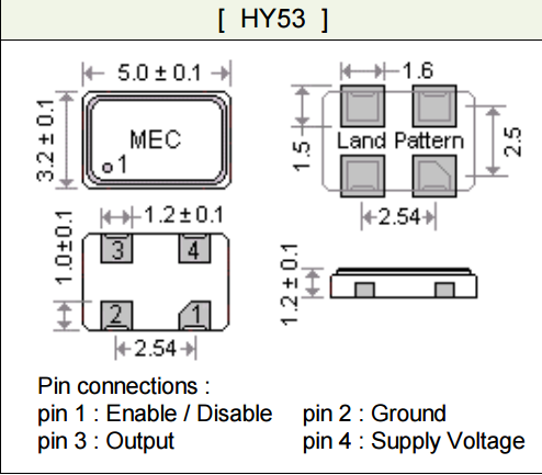 玛居礼晶振,有源晶振,HY53晶振,移动通信设备有源晶振