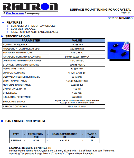 Raltron晶振,贴片晶振,RSM200S晶振,拉隆32.768K晶振