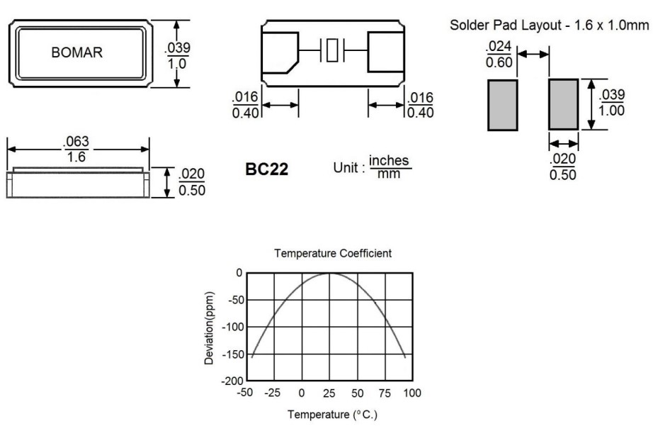 BC22,BC22CCD112.5-32.768K,1610mm,Bomar博马尔晶振